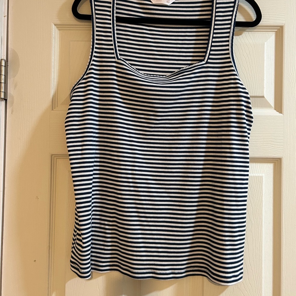 LC Lauren Conrad Black and White Striped Tank Top